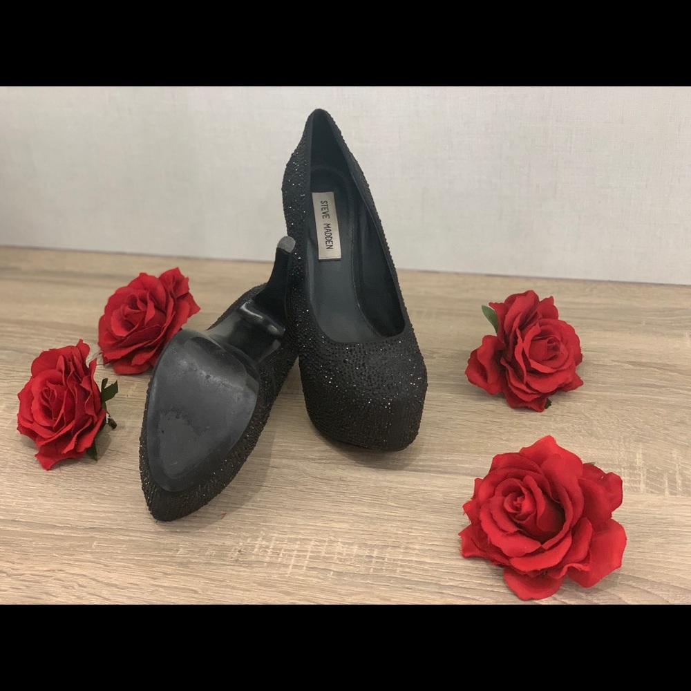 Steve Madden Black Rhinestone Platform Pumps - Picture 4 of 11